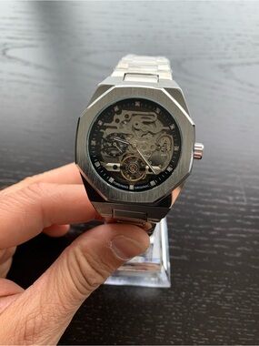 Skeleton Dial Stainless Steel Watch Royal Oak Style